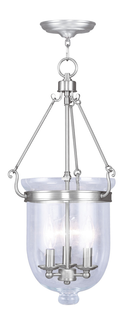 3 Light Brushed Nickel Chain Lantern