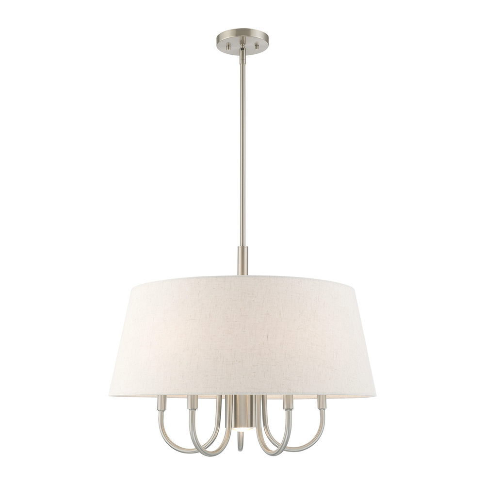 6 Lt Brushed Nickel Pendant Chandelier