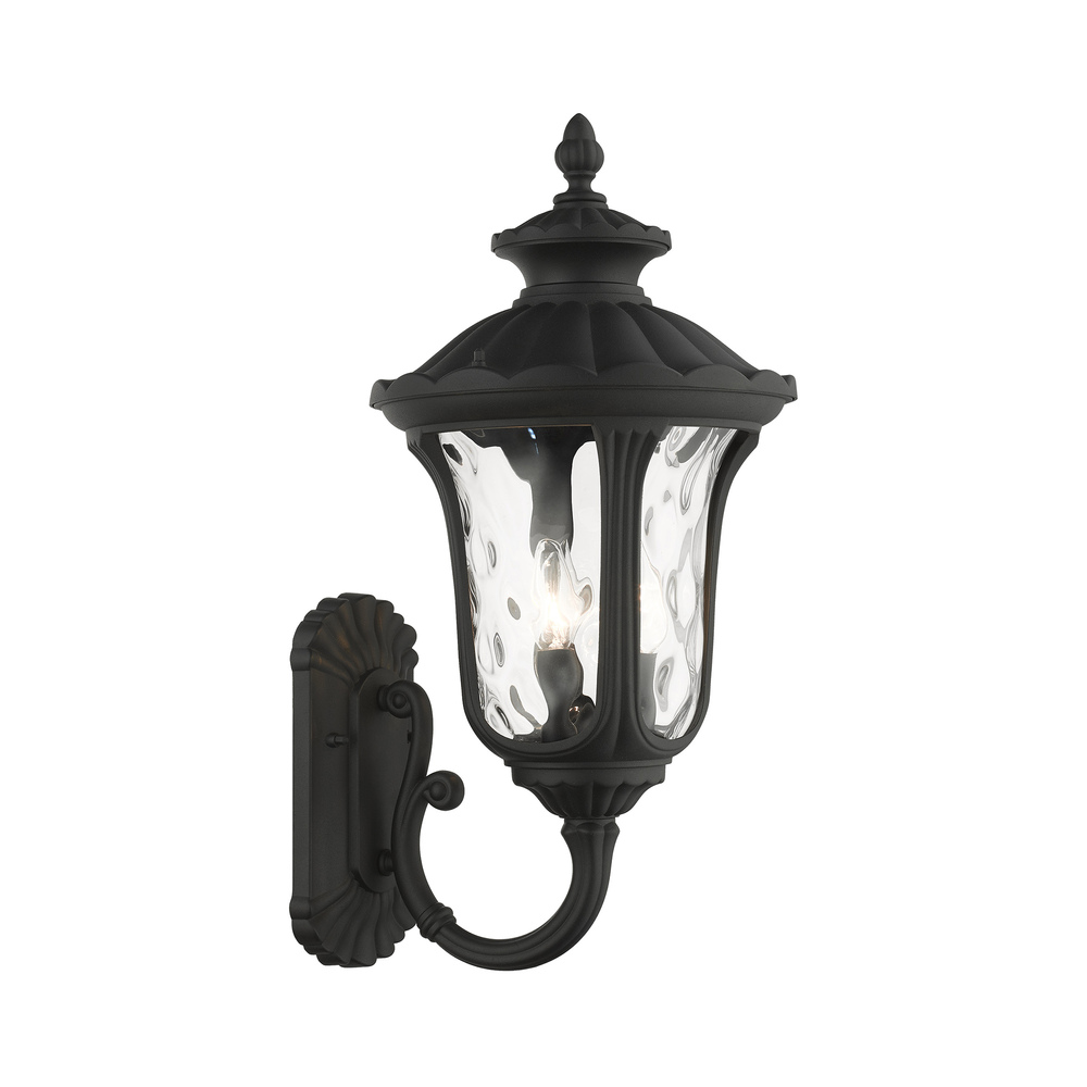 3 Lt Textured Black Outdoor Wall Lantern