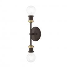 Livex Lighting 14422-07 - 2 Light Bronze with Antique Brass Accents ADA Vanity Sconce