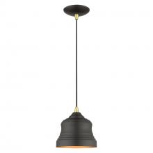 Livex Lighting 55901-07 - 1 Light Bronze Mini Bell Pendant with Gold Finish Inside