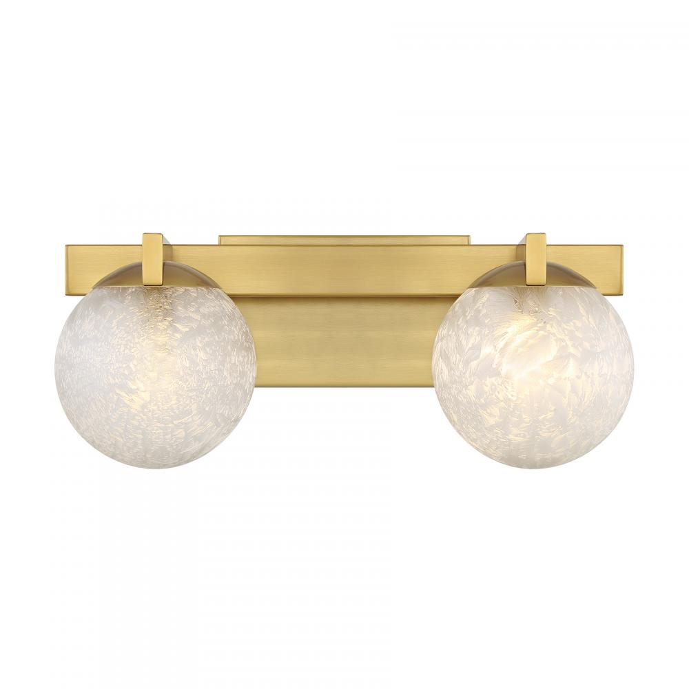 Darien 2-Light Bathroom Vanity Light in Warm Brass