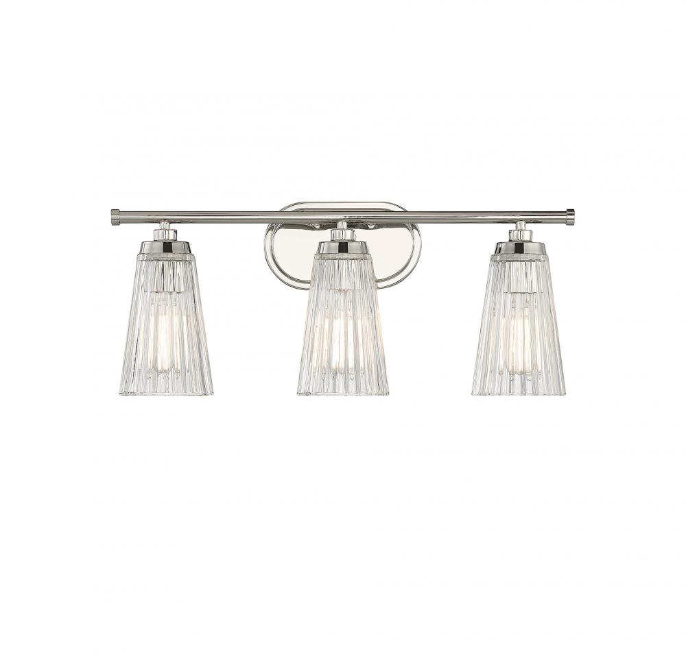 Chantilly 3-Light Bathroom Vanity Light in Polished Nickel