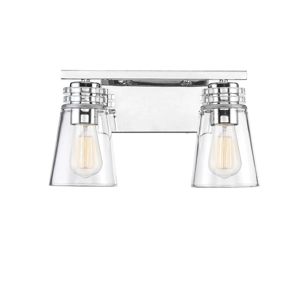 Brannon 2-Light Bathroom Vanity Light in Polished Nickel