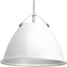  P500052-030 - Tre Collection One-Light White White Metal Shade Coastal Pendant Light