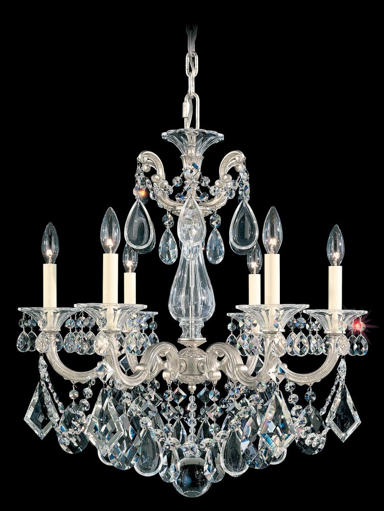 La Scala 6 Light 120V Chandelier in Florentine Bronze with Heritage Handcut Crystal