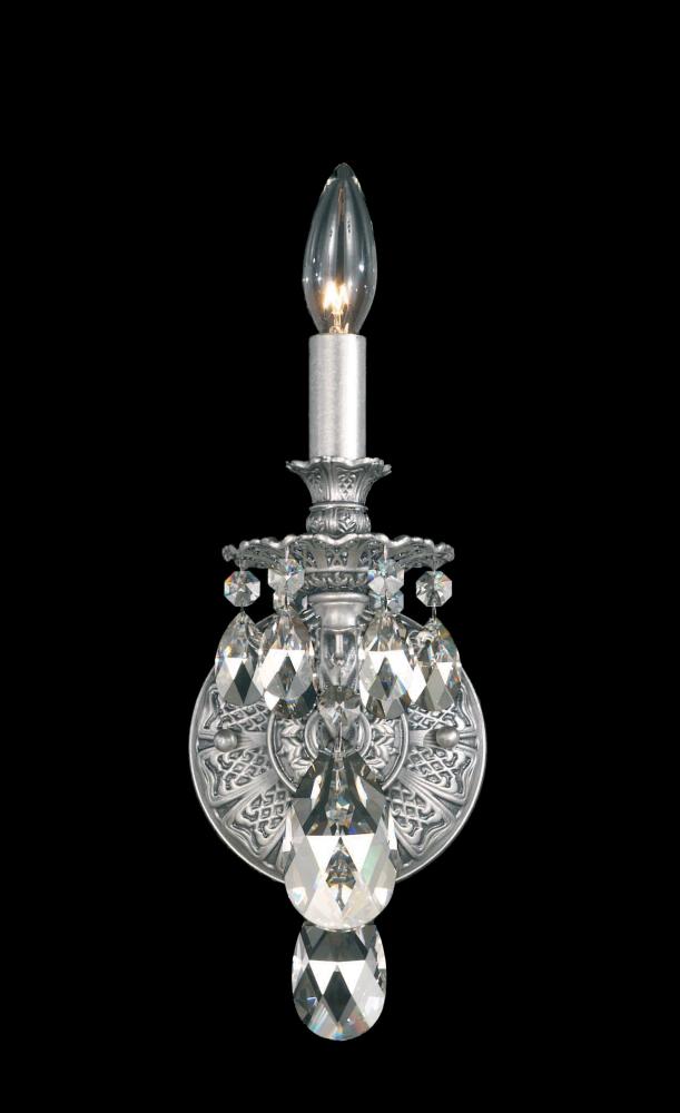 Milano 1 Light 120V Wall Sconce in Antique Silver with Radiance Crystal