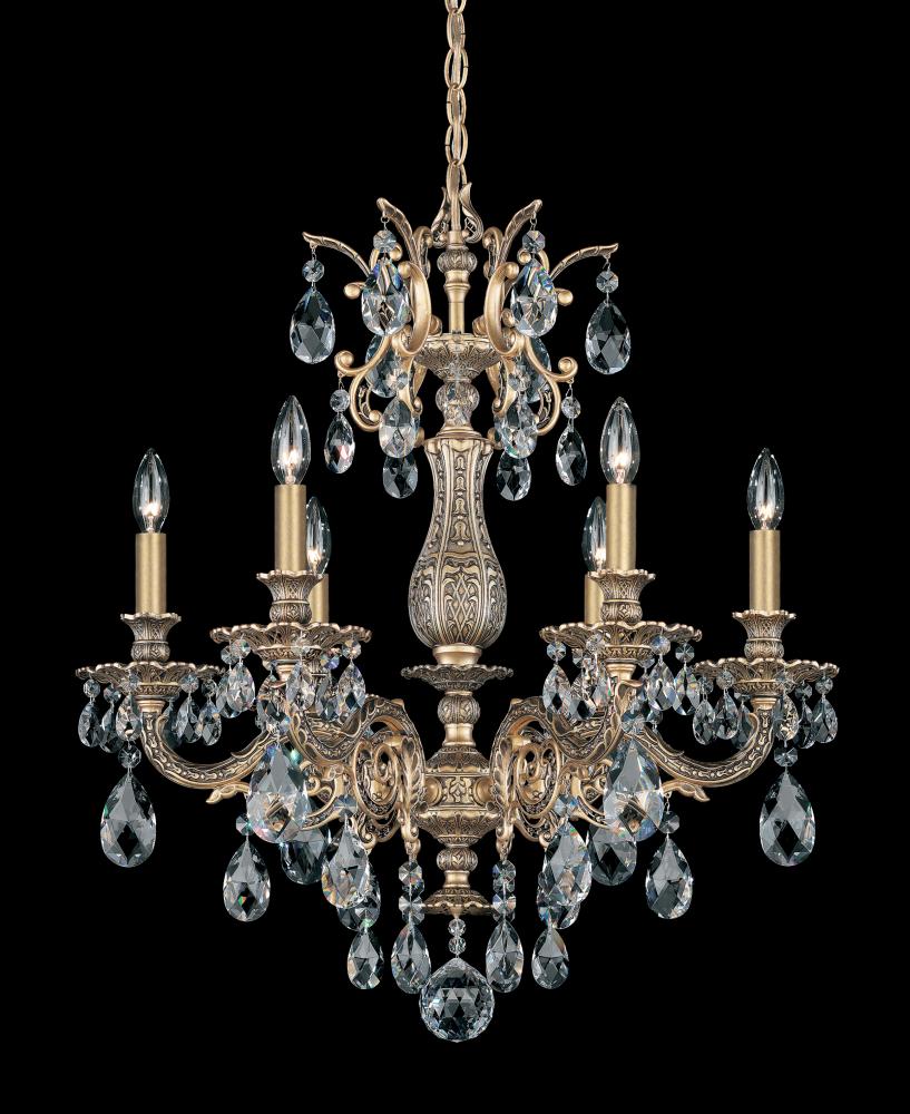 Milano 6 Light 120V Chandelier in Heirloom Gold with Heritage Handcut Crystal