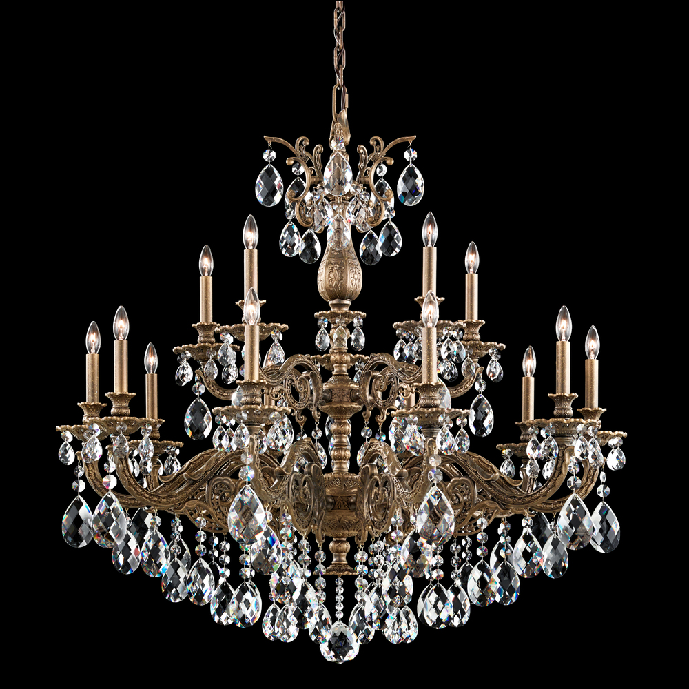 Milano 15 Light 120V Chandelier in Heirloom Bronze with Radiance Crystal