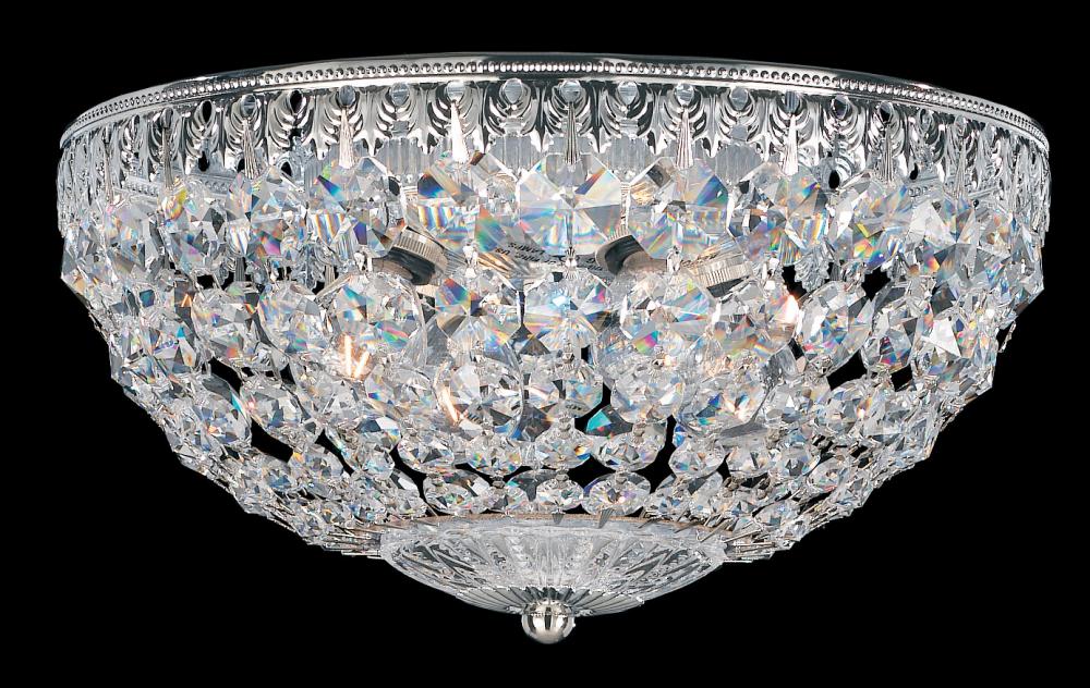 Petit Crystal 4 Light 120V Flush Mount in Polished Silver with Optic Crystal