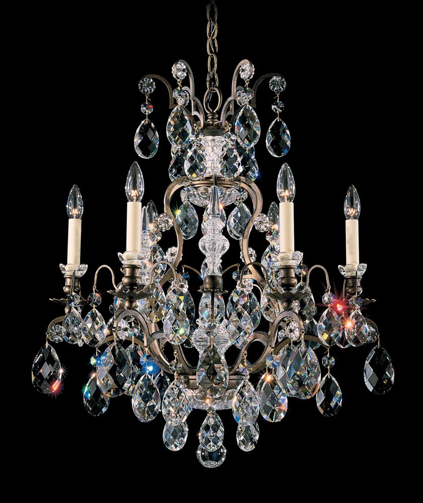 Renaissance 7 Light 120V Chandelier in Antique Silver with Heritage Handcut Crystal