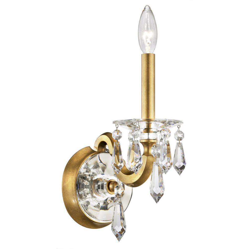 Napoli 1 Light 120V Wall Sconce in Antique Silver with Radiance Crystal