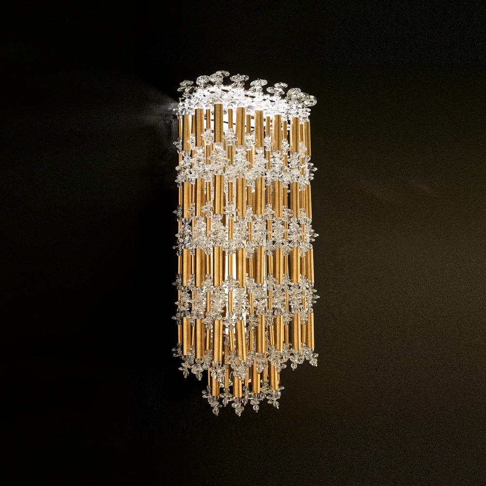 Tahitian 19IN LED 3000K/3500K/4000K 120V-277V Wall Sconce in Antique Silver with Optic Crystal