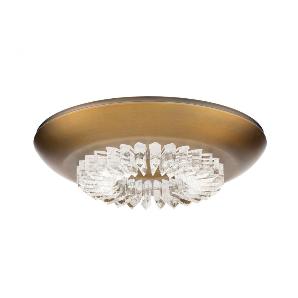 Bellaire 16 120/277V Flush Mount in Aged Brass with Optic Haze Quartz