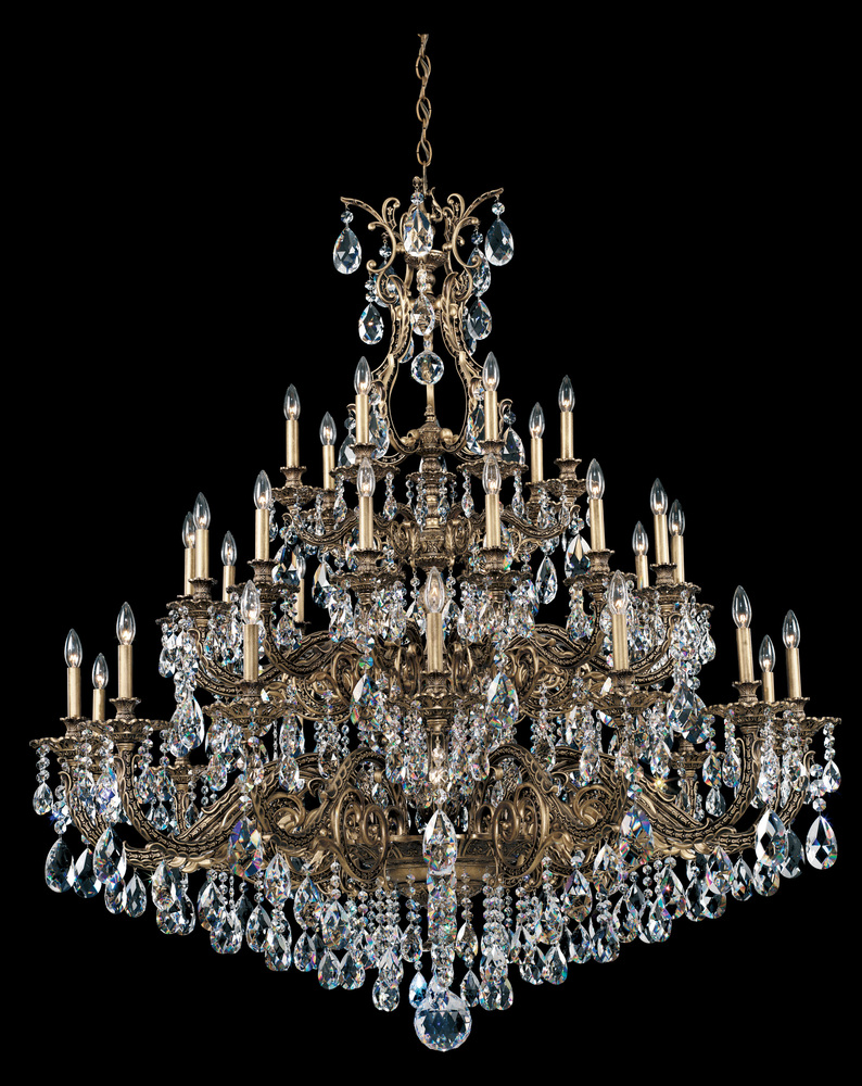 Sophia 35 Light 120V Chandelier in Antique Silver with Heritage Handcut Crystal