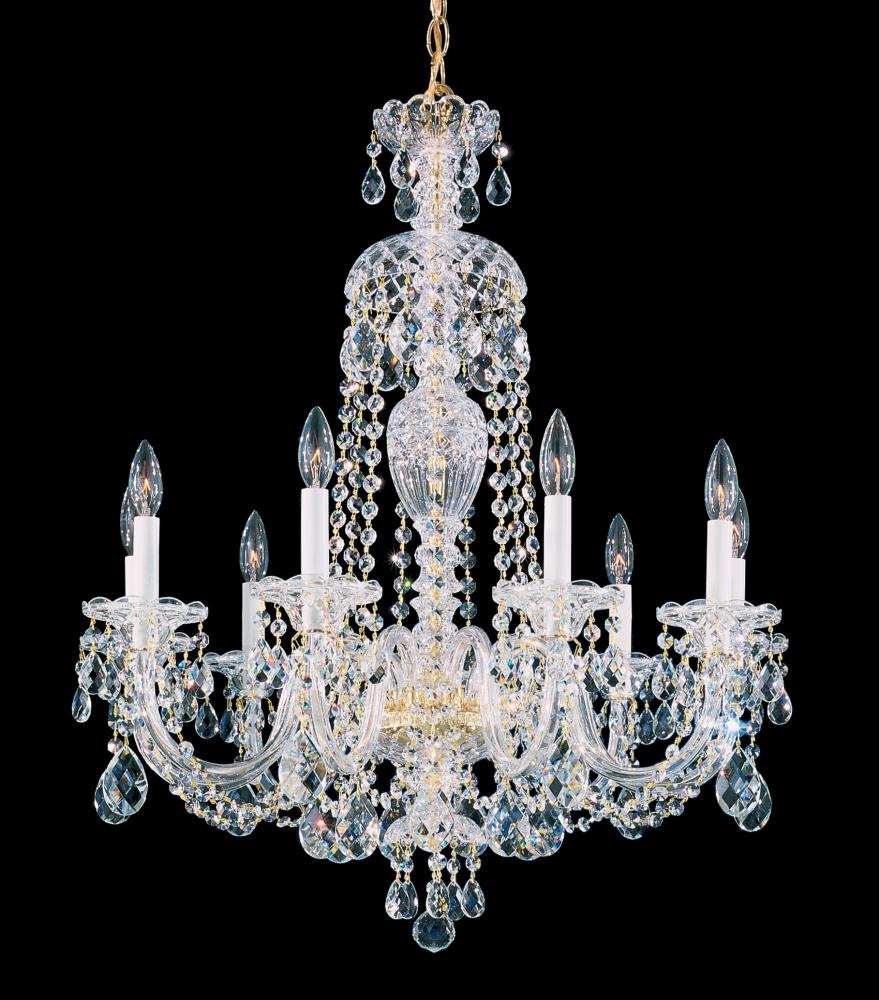 Sterling 9 Light 120V Chandelier in Polished Silver with Heritage Handcut Crystal