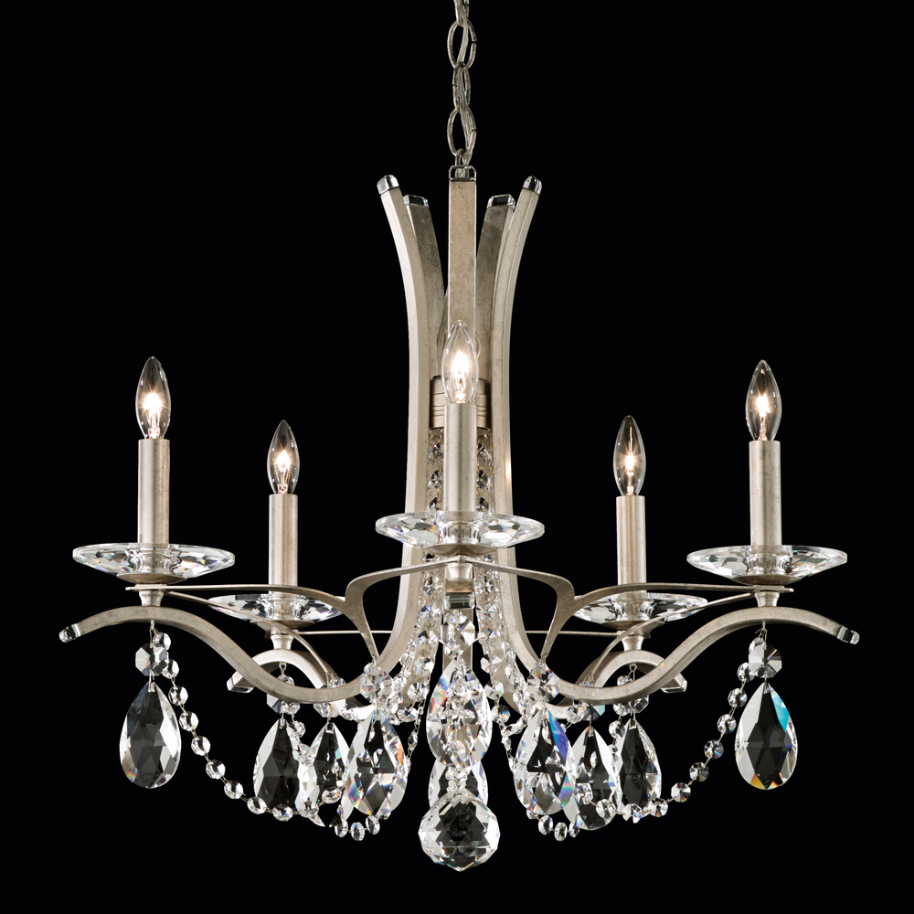 Vesca 5 Light 120V Chandelier in White with Clear Heritage Handcut Crystal