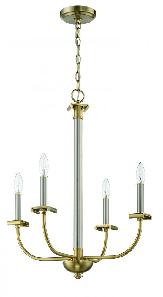 Stanza 4 Light Chandelier in Brushed Polished Nickel/Satin Brass