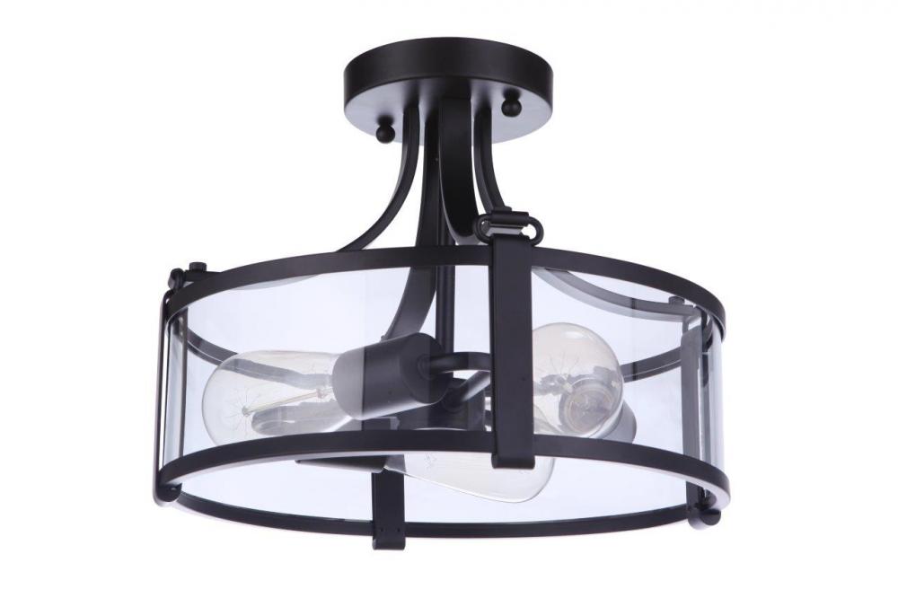 Elliot 3 Light Semi Flush in Flat Black