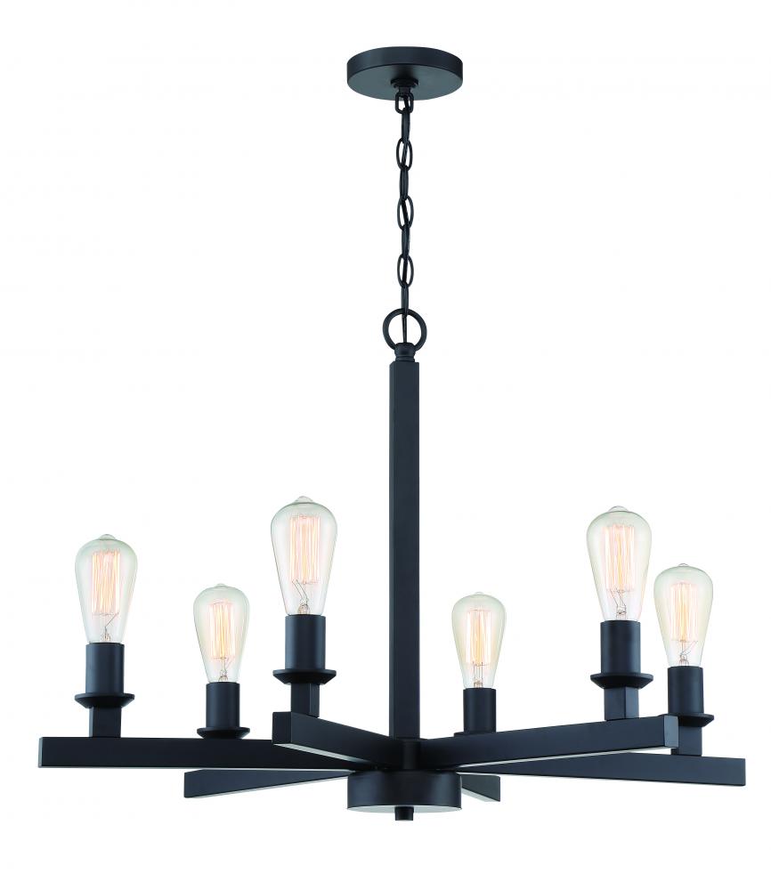 Chicago 6 Light Chandelier in Flat Black