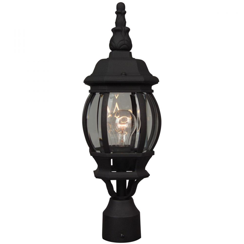 French Style 1 Light Outdoor Post Mount in Textured Black