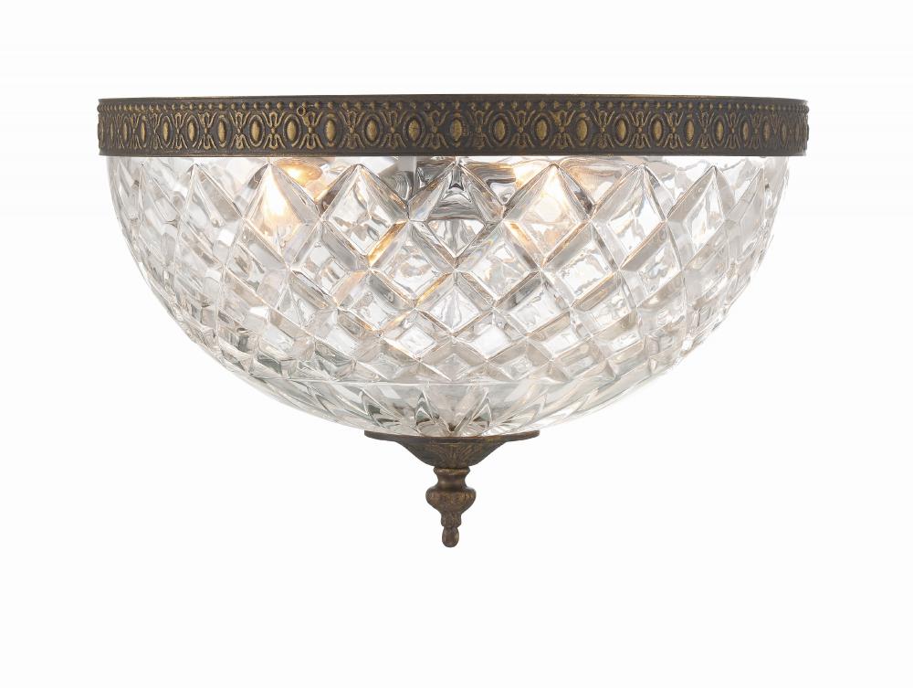 Crystorama 3 Light English Bronze Crystal Flush Mount