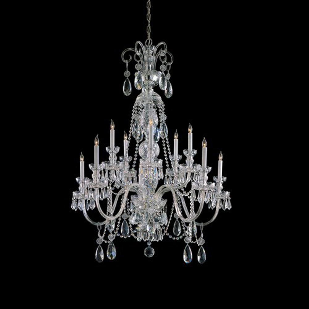 Traditional Crystal 10 Light Hand Cut Crystal Polished Chrome Chandelier