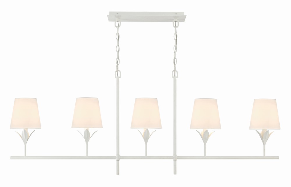 Broche 5 Light Matte White Linear Chandelier