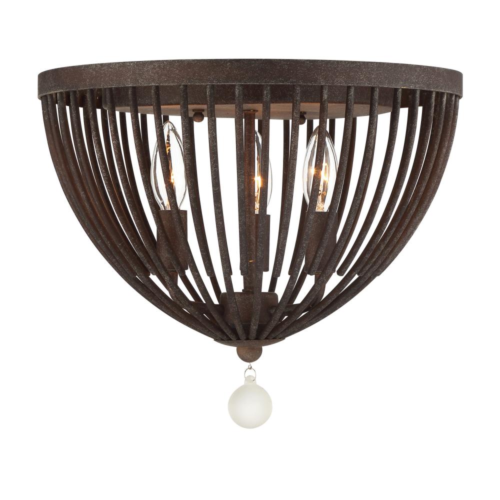 Duval 3 Light Forged Bronze Flush Mount