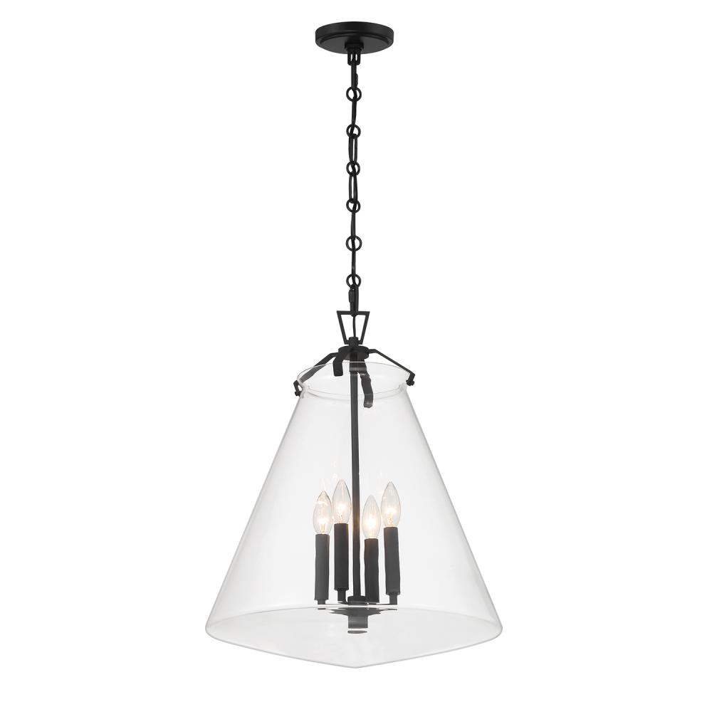 Voss 4 Light Matte Black Pendant