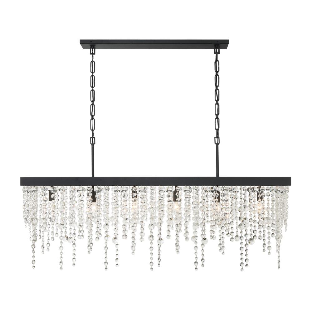 Winham 6 Light Black Forged Linear Chandelier