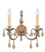 Crystorama 492-OB-GT-MWP - Etta 2 Light Olde Brass Golden Teak Crystal Sconce