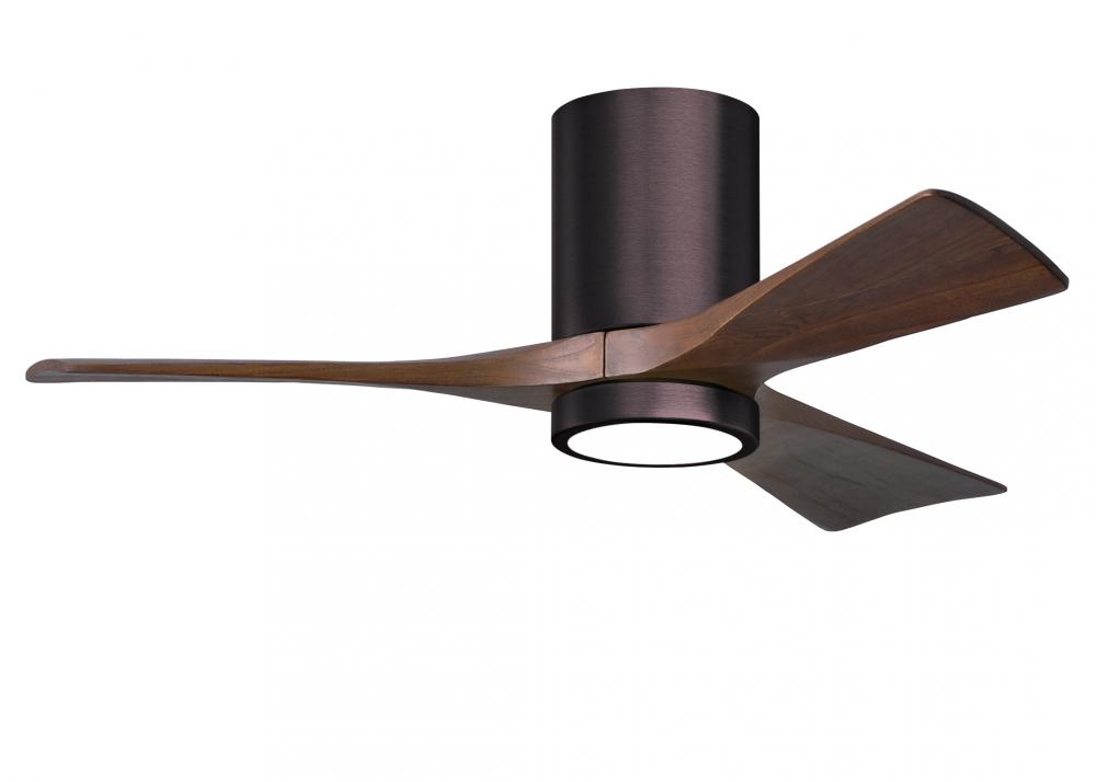 Irene-3HLK three-blade flush mount paddle fan in Brushed Bronze finish with 42” solid walnut ton