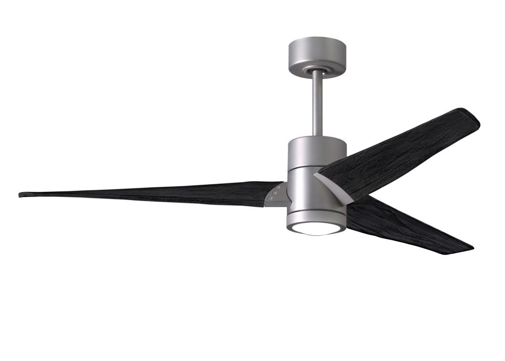 Super Janet three-blade ceiling fan in Brushed Nickel finish with 60” solid matte blade wood bla