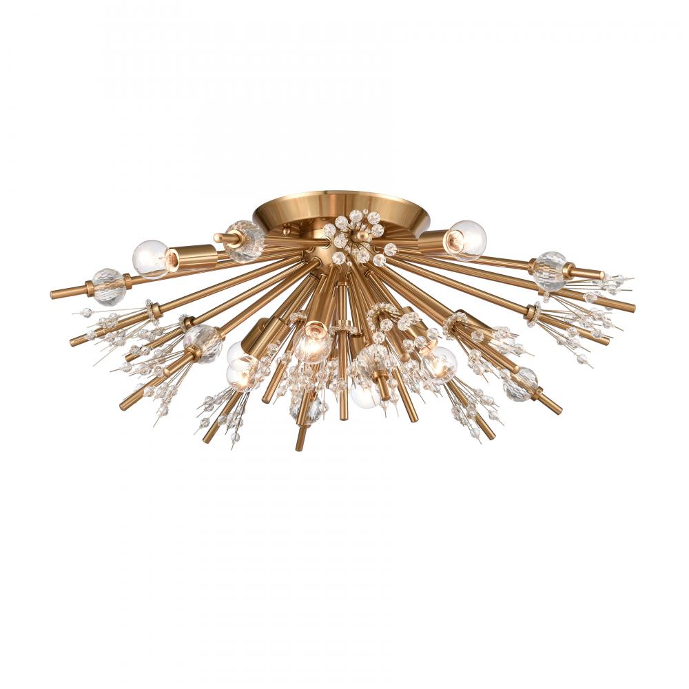 Starburst 26'' Wide 8-Light Semi Flush Mount - Satin Brass