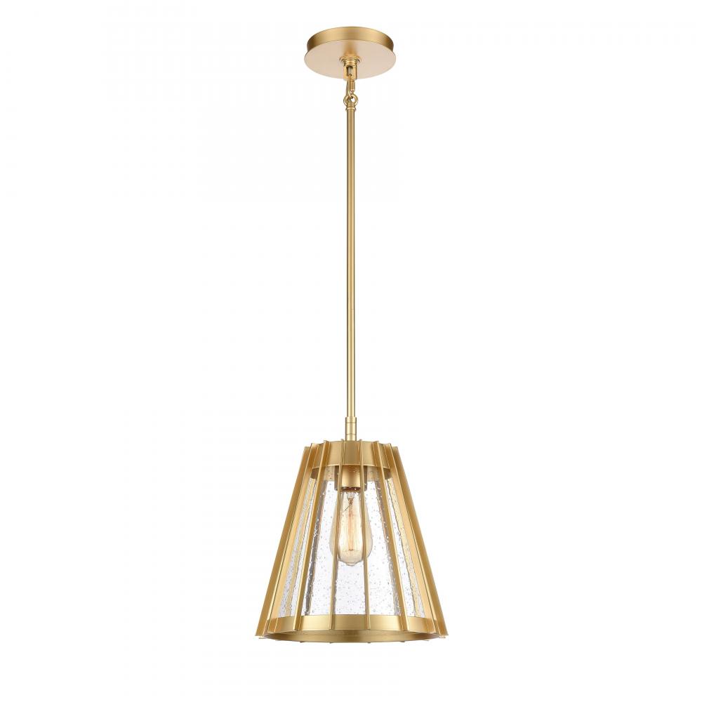 Open Louvers 10'' Wide 1-Light Pendant - Champagne Gold