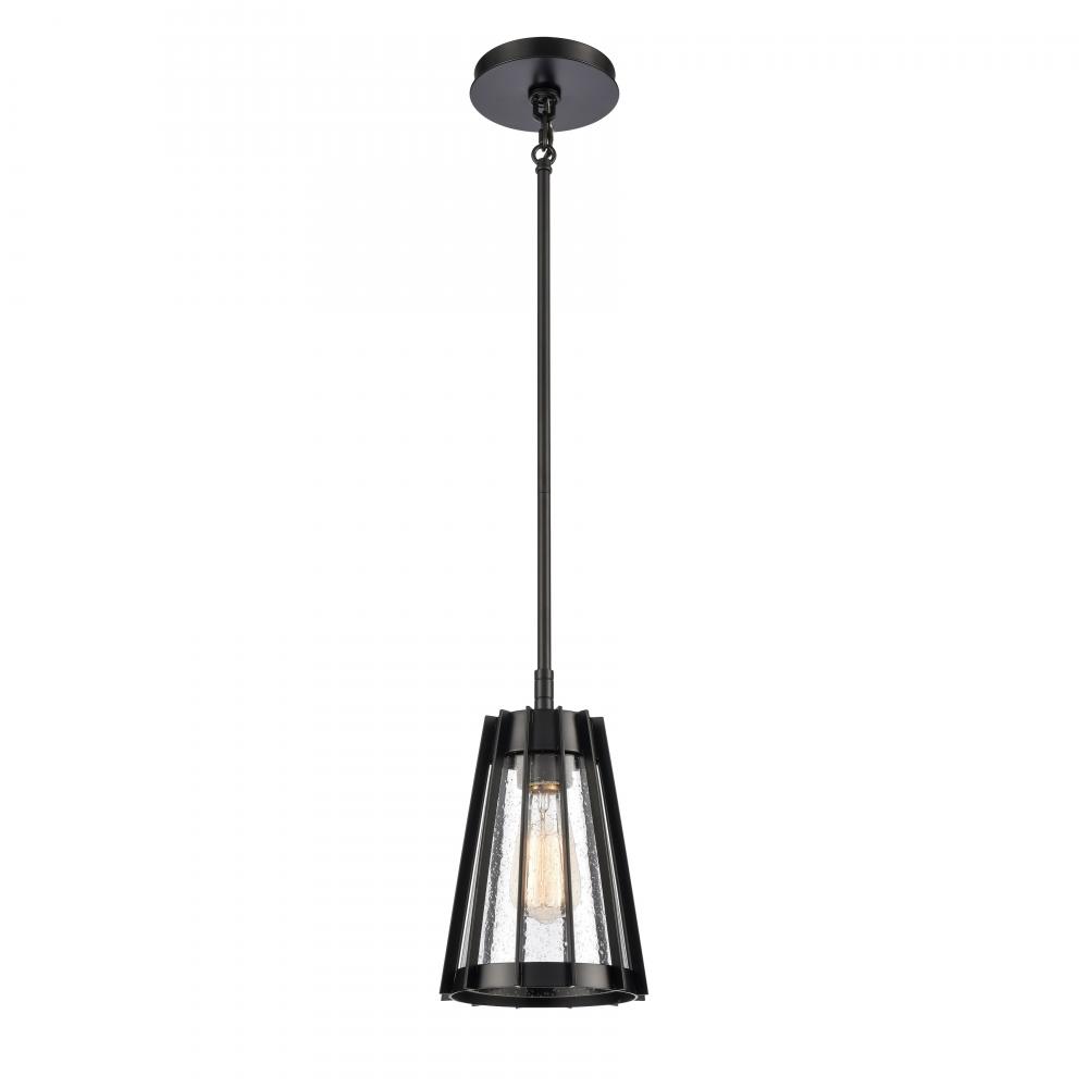 Open Louvers 6.75'' Wide 1-Light Mini Pendant - Matte Black