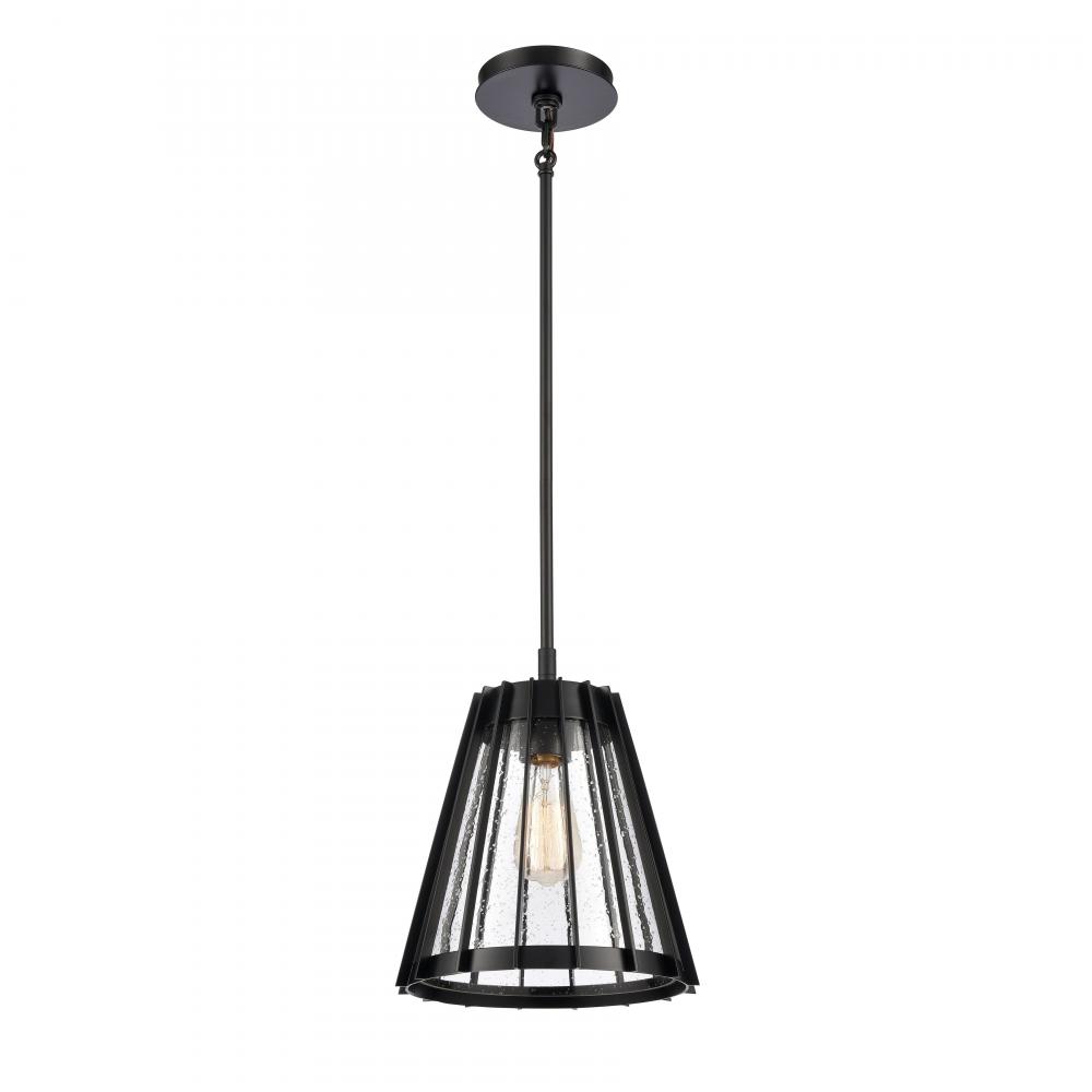 Open Louvers 10'' Wide 1-Light Pendant - Matte Black