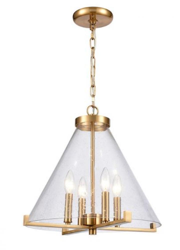 The Holding 17'' Wide 4-Light Pendant - Satin Brass