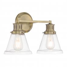 ELK Home Plus 2402-AN-CL - Alden 16.25'' Wide 2-Light Vanity Light- Antique Brass, Clear