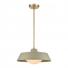 ELK Home Plus 69545/1 - Gilman 16'' Wide 1-Light Pendant - Satin Brass with Sage Green