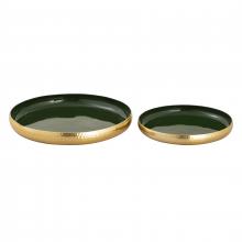 ELK Home Plus H0897-9781/S2 - Nelson Tray - Set of 2 Dark Green Enamel (2 pack)