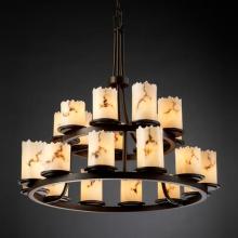 Justice Design Group FAL-8767-12-MBLK - Dakota 21-Light 2-Tier Ring Chandelier