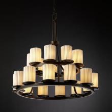 Justice Design Group POR-8767-10-SAWT-MBLK - Dakota 21-Light 2-Tier Ring Chandelier