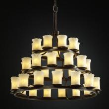 Justice Design Group GLA-8712-16-AMBR-MBLK - Dakota 36-Light 3-Tier Ring Chandelier