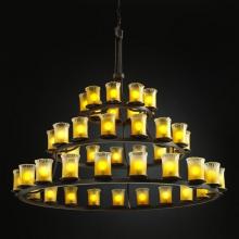 Justice Design Group GLA-8714-16-WHTW-MBLK - Dakota 45-Light 3-Tier Ring Chandelier