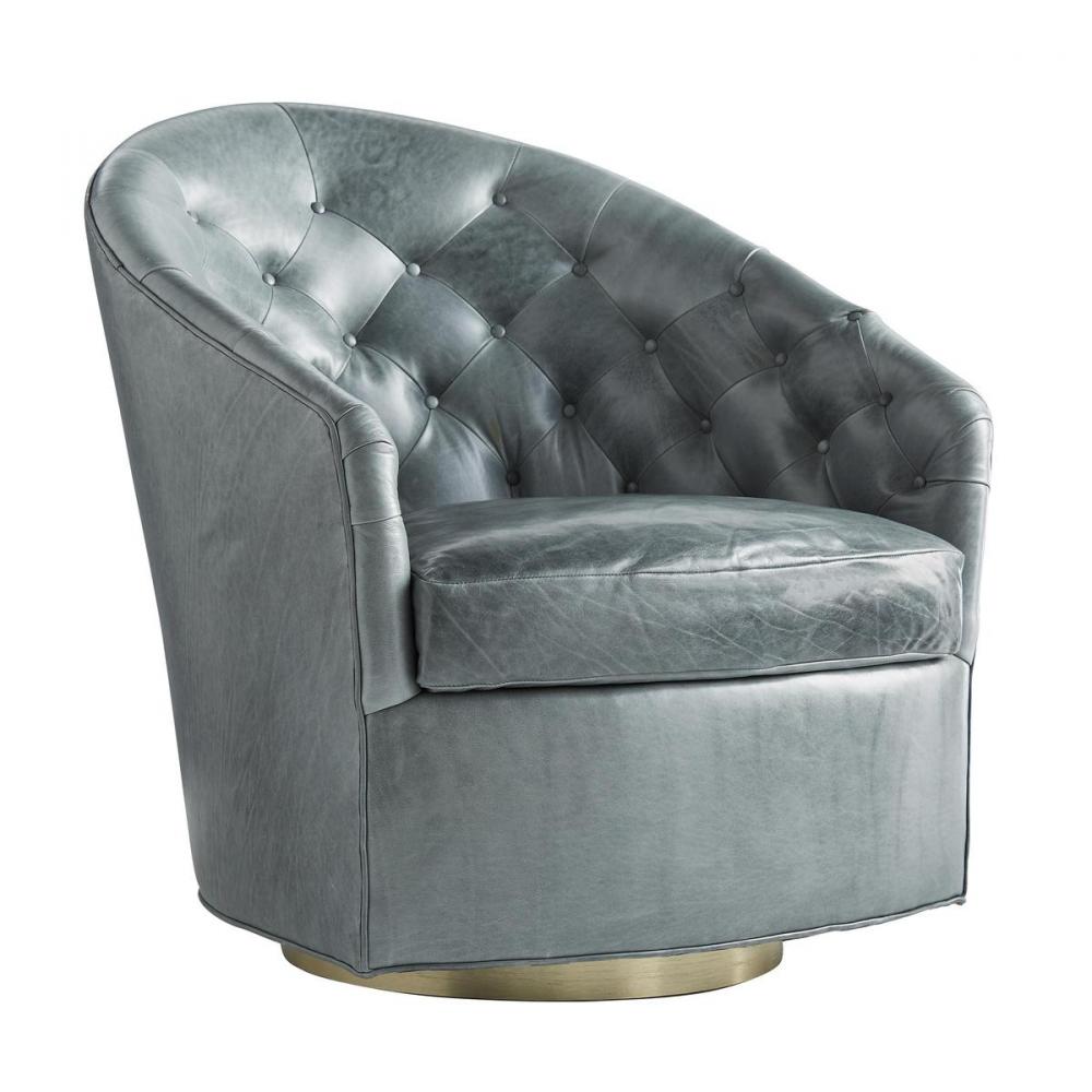 Capri Chair Juniper Leather Champagne Swivel