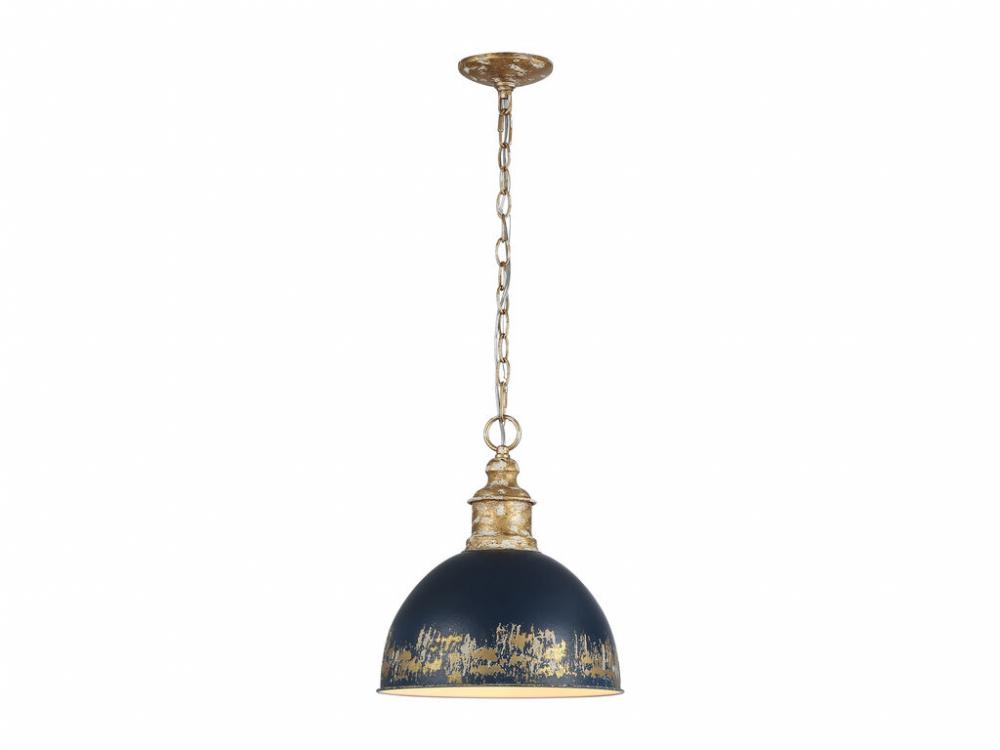 Alison 1-Light Pendant in Vintage Gold with Antique Matte Navy