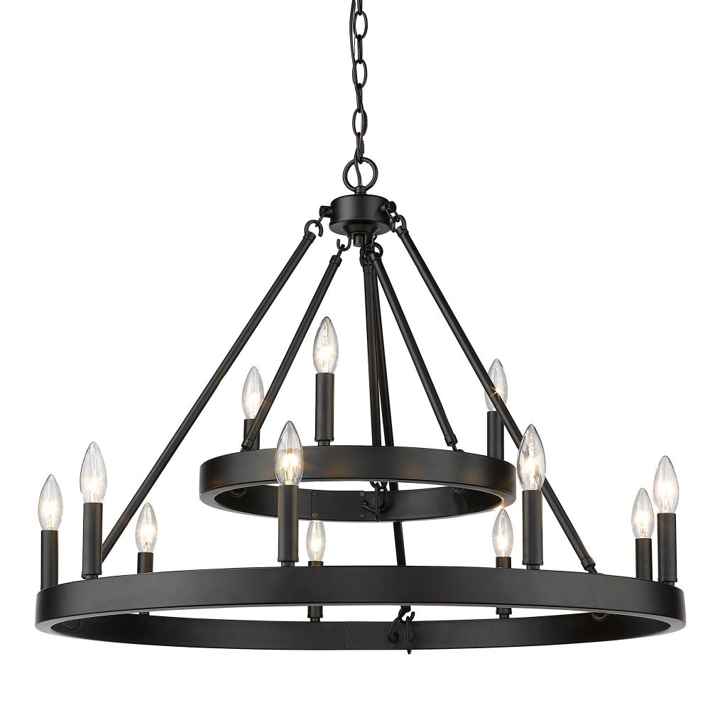 Alastair 2 Tier 3+9 Light Chandelier in Matte Black