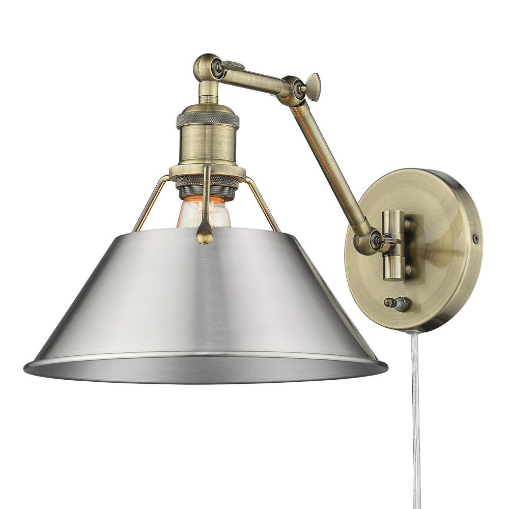 Orwell Articulating Wall Sconce in Aged Brass with Pewter